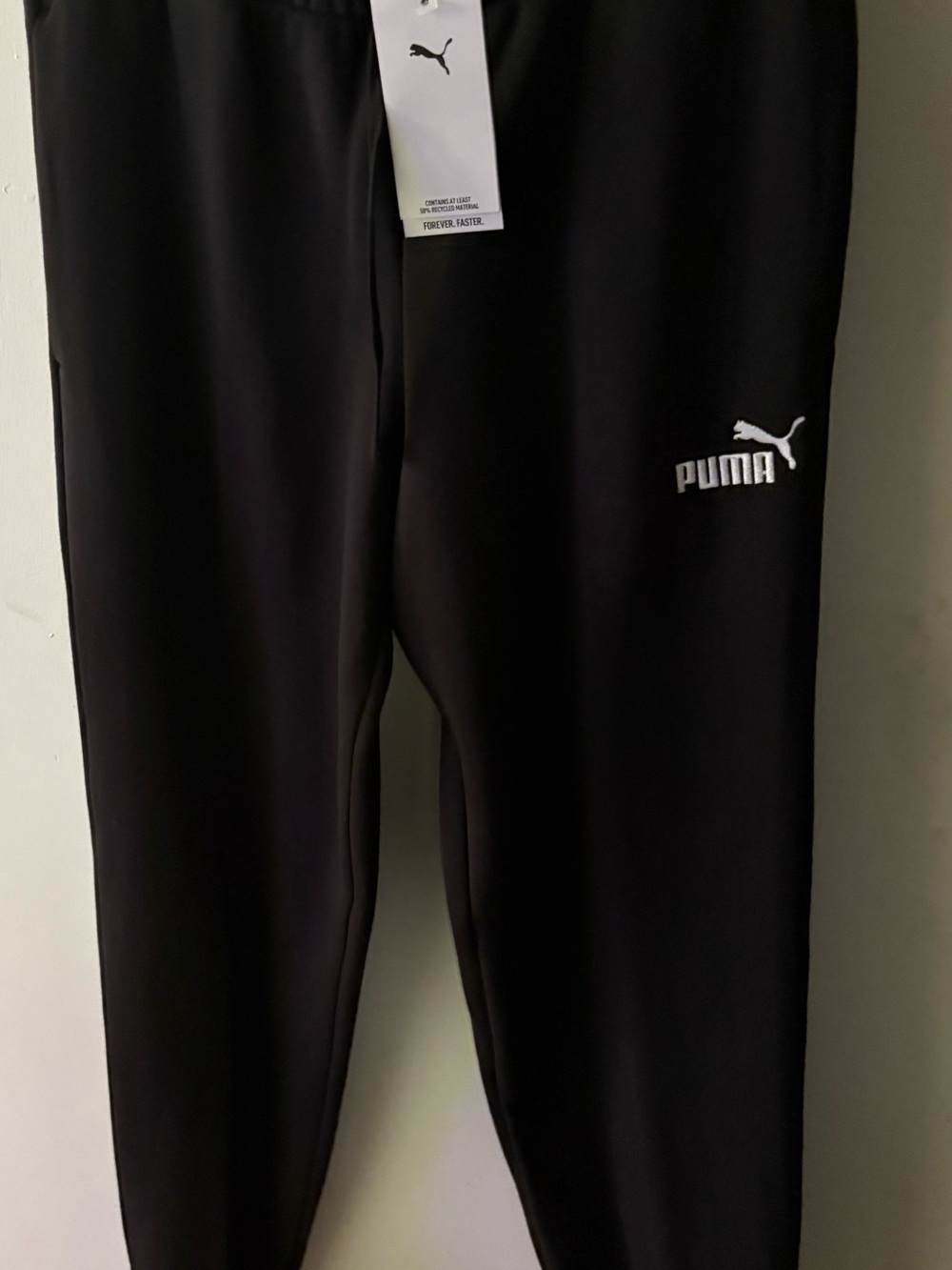 Puma Kids Black Jogger Track Pants with White Logo
